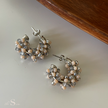 Load image into Gallery viewer, Silver beaded mini Hoops