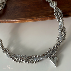 Silver 3-1 Heart Necklace