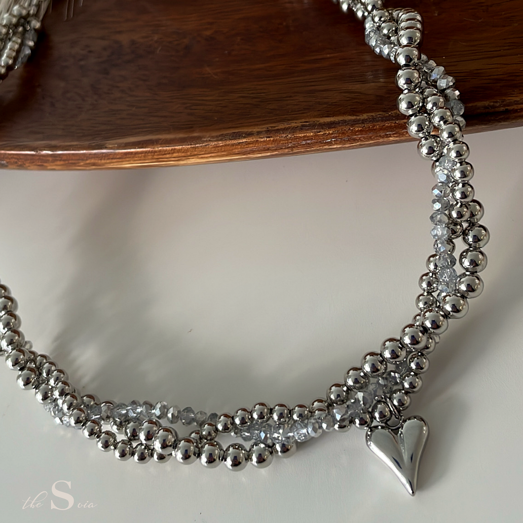 Silver 3-1 Heart Necklace